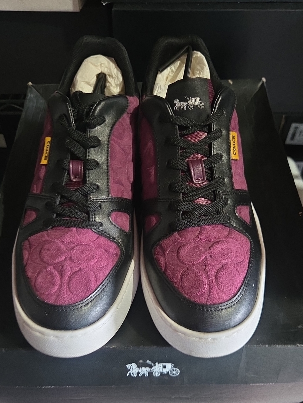 Coach Plum Quilted Leather & Suede Low-Top Sneakers
